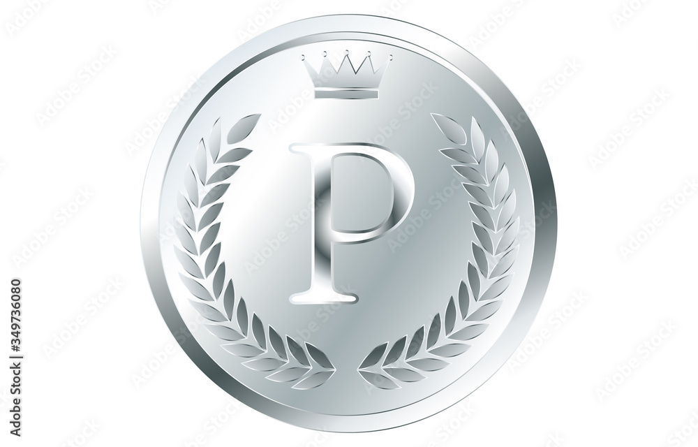 月桂冠と王冠のアルファベットコイン P Stock ベクター Adobe Stock
