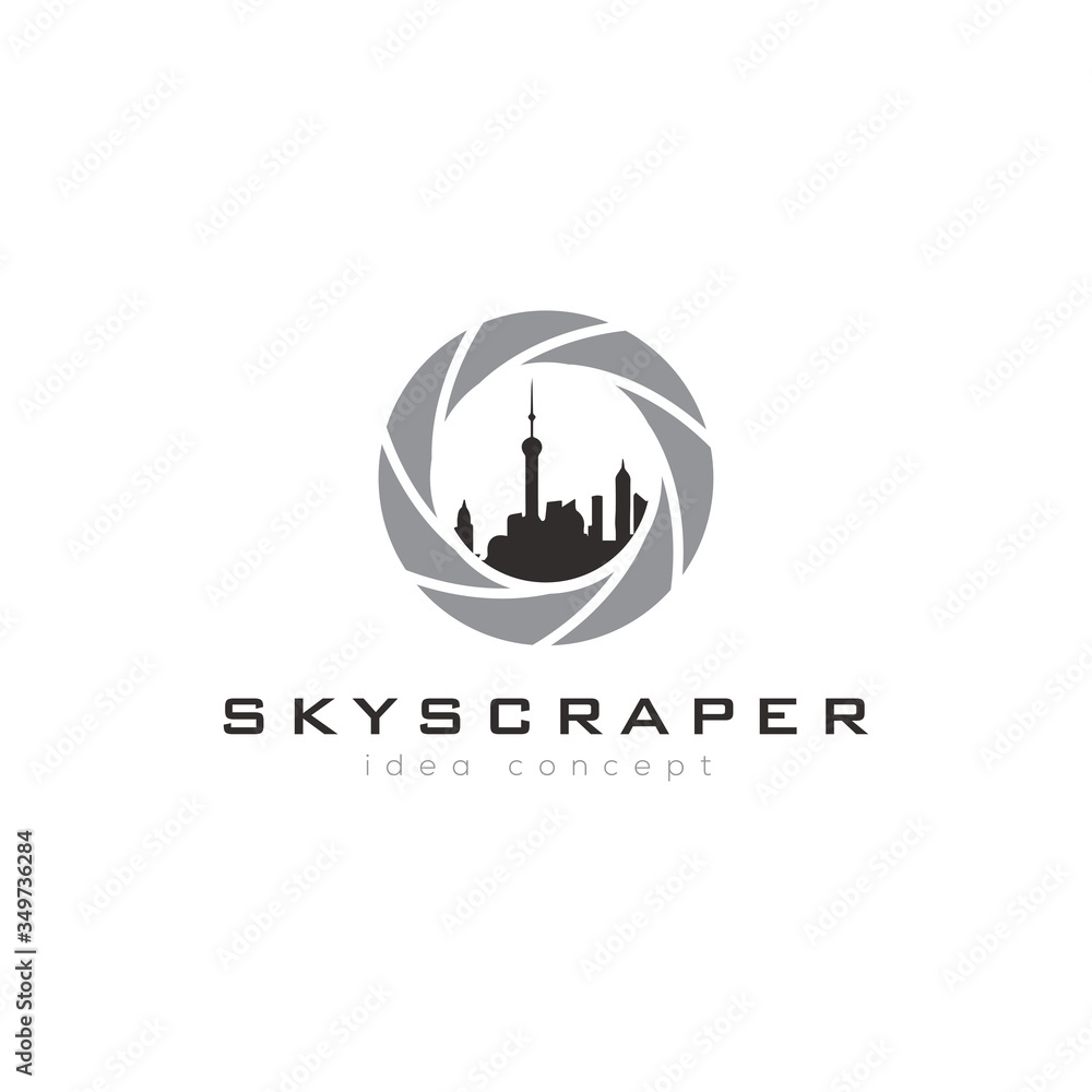 Skyscraper Logo, Building Silhouette, Skyscraper Photography, Concept Logo Design Skyscraper Logo, Building Silhouette, Skyscraper Photography, Concept Logo Design