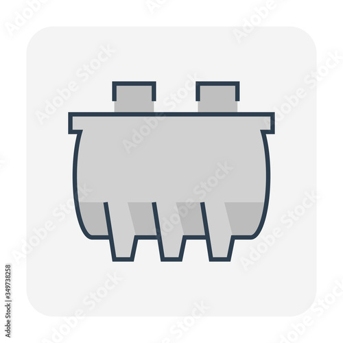 Septic tank vector icon. That sanitation equipment part of drainage system for installation or construction in underground for sewage or wastewater treatment by bacteria for home toilet and bathroom.