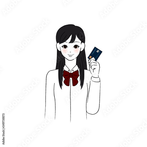 キャッシュカードを持つ女子学生