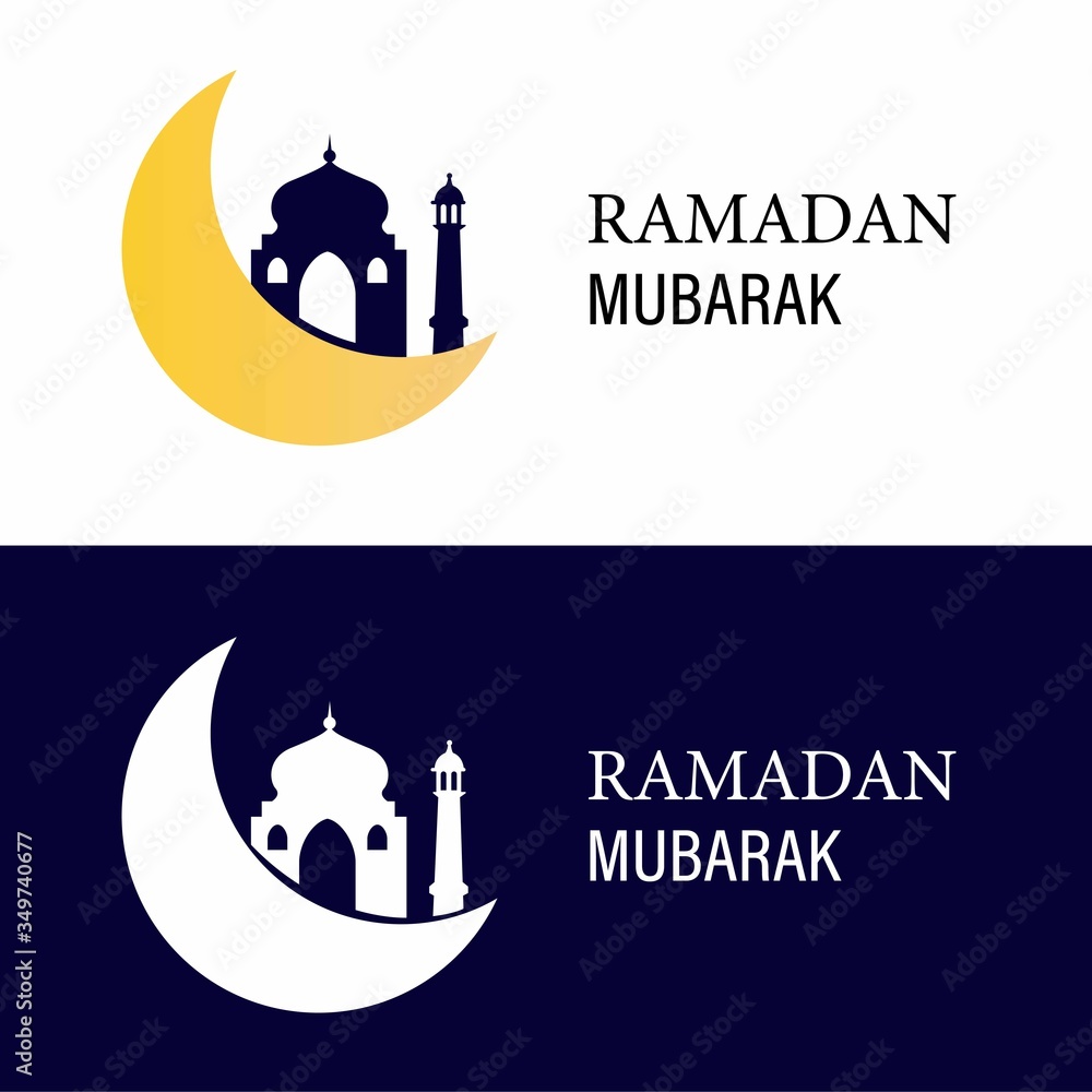 Ramadan Mubarak logo template in 2 variation colour for business flyer, banner, etc in flat illustration vector Ramadan Mubarak logo template in 2 variation colour for business flyer, banner, etc in flat illustration vector