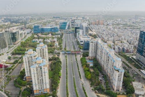 Gurgaon drone aerial view during Coronavirus Lockdown photo