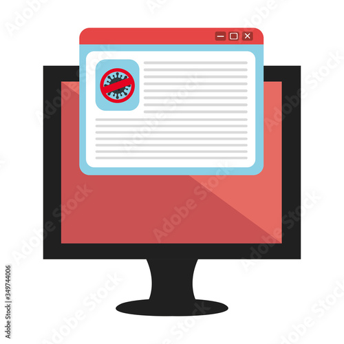 campaign of stop covid 19 in computer vector illustration design
