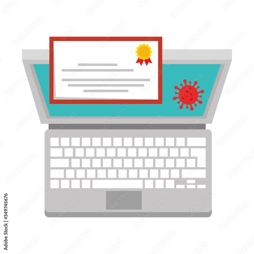 laptop for education online by covid 19 vector illustration design laptop for education online by covid 19 vector illustration design