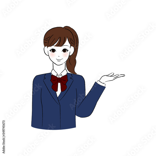 余白を手のひらにのせる女子学生