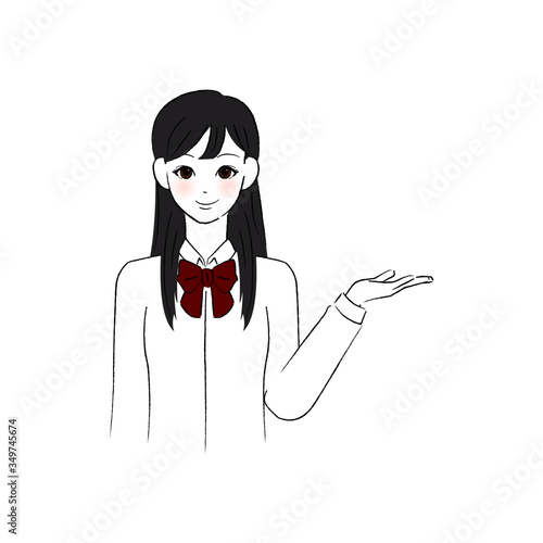 余白を手のひらにのせる女子学生