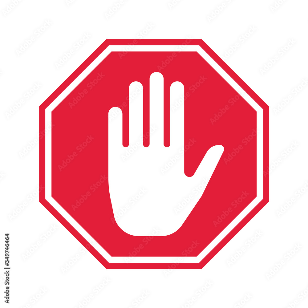 Hand Stop Icon. Vector Prohibition Sign. Hand Stop Icon. Vector Prohibition Sign.