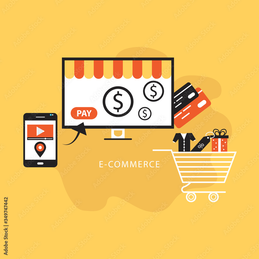 Fotografie Flat design e-commerce concept vector illustration