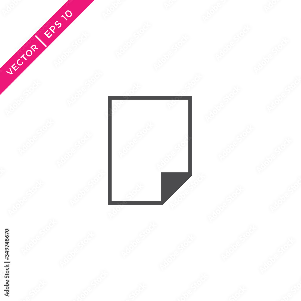 Paper Icon, Document Icon, Vector in Glyph Style Paper Icon, Document Icon, Vector in Glyph Style