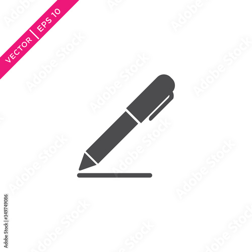 Pen Icon, Vector in Glyph Style