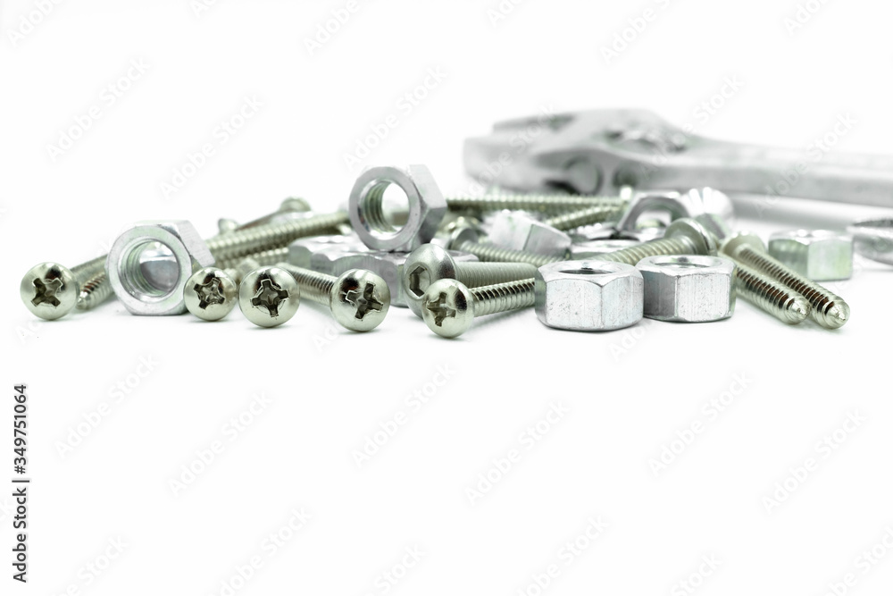 nuts and bolts isolated on white background. nuts and bolts isolated on white background.