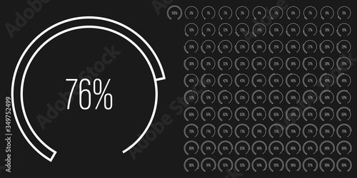 Set of circular sector percentage diagrams meters from 0 to 100 ready-to-use for web design, user interface UI or infographic - indicator with white