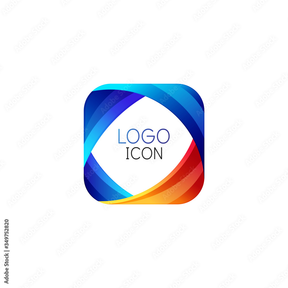 Business trendy geometric square logo design template with bright clean colors Business trendy geometric square logo design template with bright clean colors