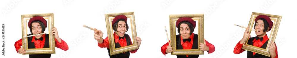 Fototapeta premium Funny artist isolated on white