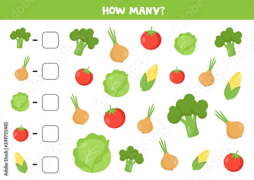Count the number of cute cartoon vegetables.