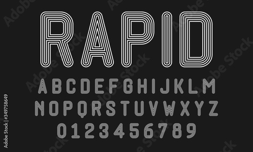 
Set of alphabets font letters and numbers modern abstract design with lines vector illustration