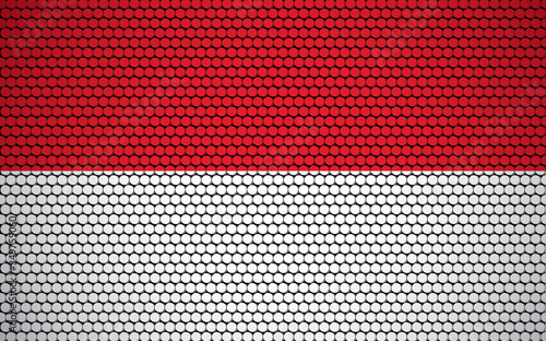 Abstract flag of Monaco made of circles. Monegasque flag designed with colored dots giving it a modern and futuristic abstract look.