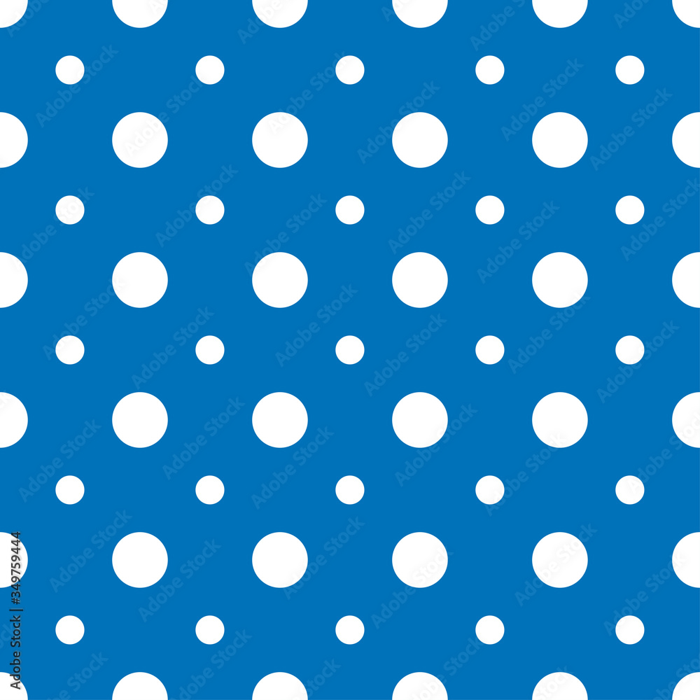 Seamless dots circle white wallpaper pattern, vector illustration on blue background
