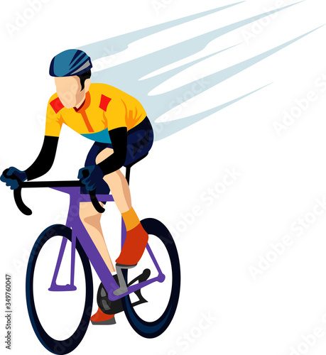 cyclist riding a bike in flatt illustration 
