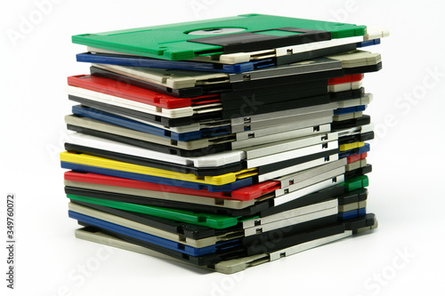 Stack of vintage floppy drives