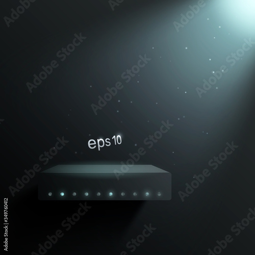 Illuminated podium, abstract background, free space for your product. Vector illustration.