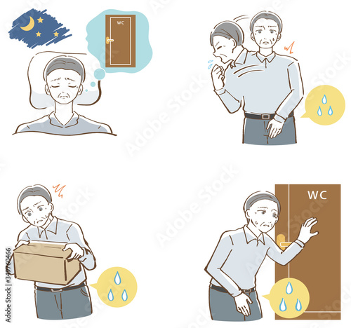 尿漏れをしてしまった男性セット　イラスト