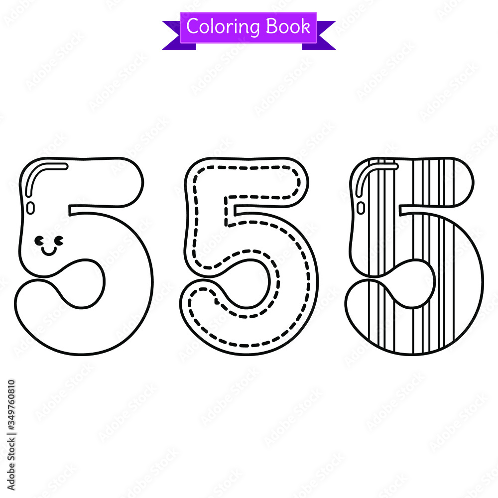 Obraz premium coloring book cute number 5