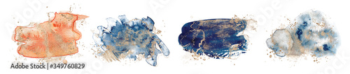Abstract watercolor  shapes on white background. Color splashing hand drawn vector