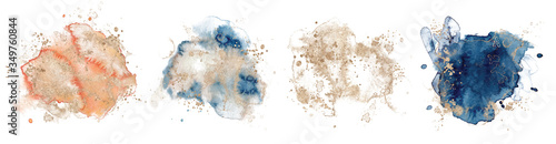Abstract watercolor  shapes on white background. Color splashing hand drawn vector © EvgeniiasArt