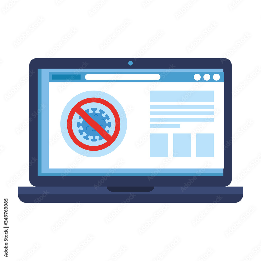 campaign of stop covid 19 in laptop computer vector illustration design campaign of stop covid 19 in laptop computer vector illustration design