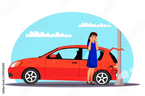 Vector character illustration traffic accident