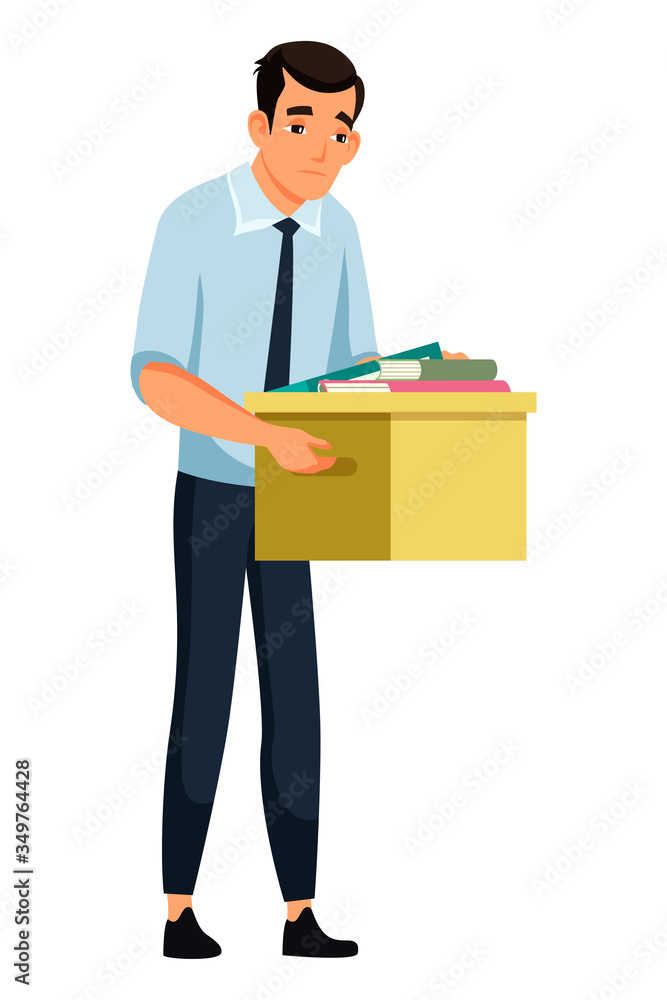 Vector character illustration fired employee leaving office