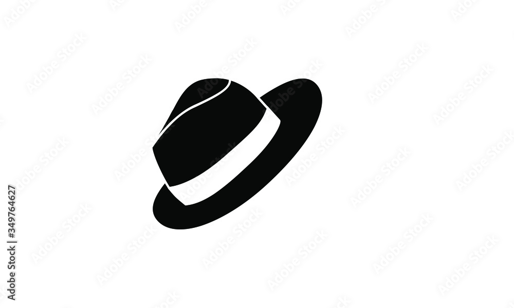 straw hat silhouette black white logo icon design vector illustration 