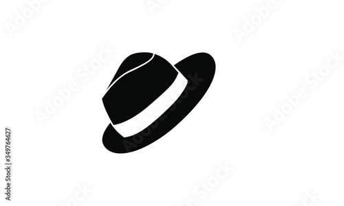 straw hat silhouette black white logo icon design vector illustration 