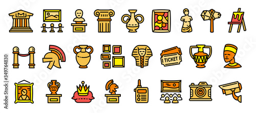 Museum icons set. Outline set of museum vector icons for web design isolated on white background