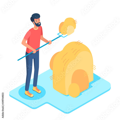 Rural economy isometric vector illustration
