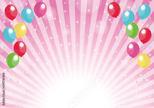 ピンク 放射状背景 風船とキラキラ背景 Stock Vector Adobe Stock