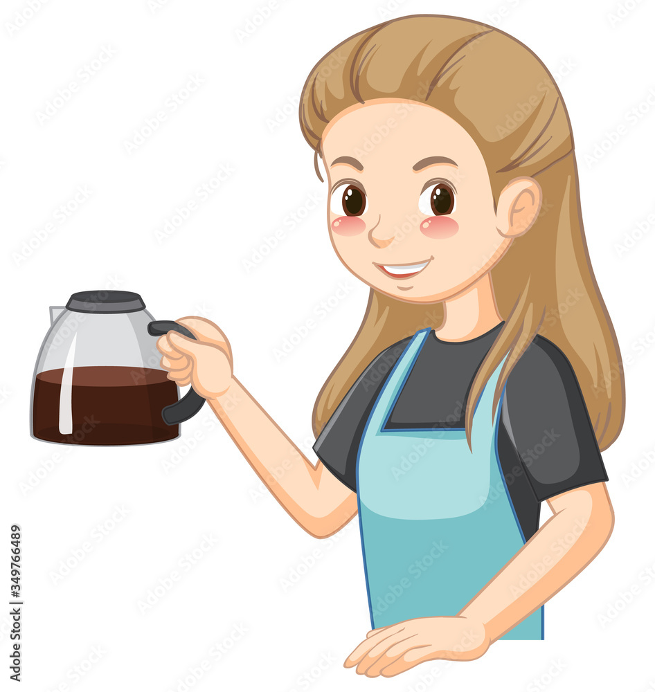 Barista lady cartoon character with coffee Barista lady cartoon character with coffee