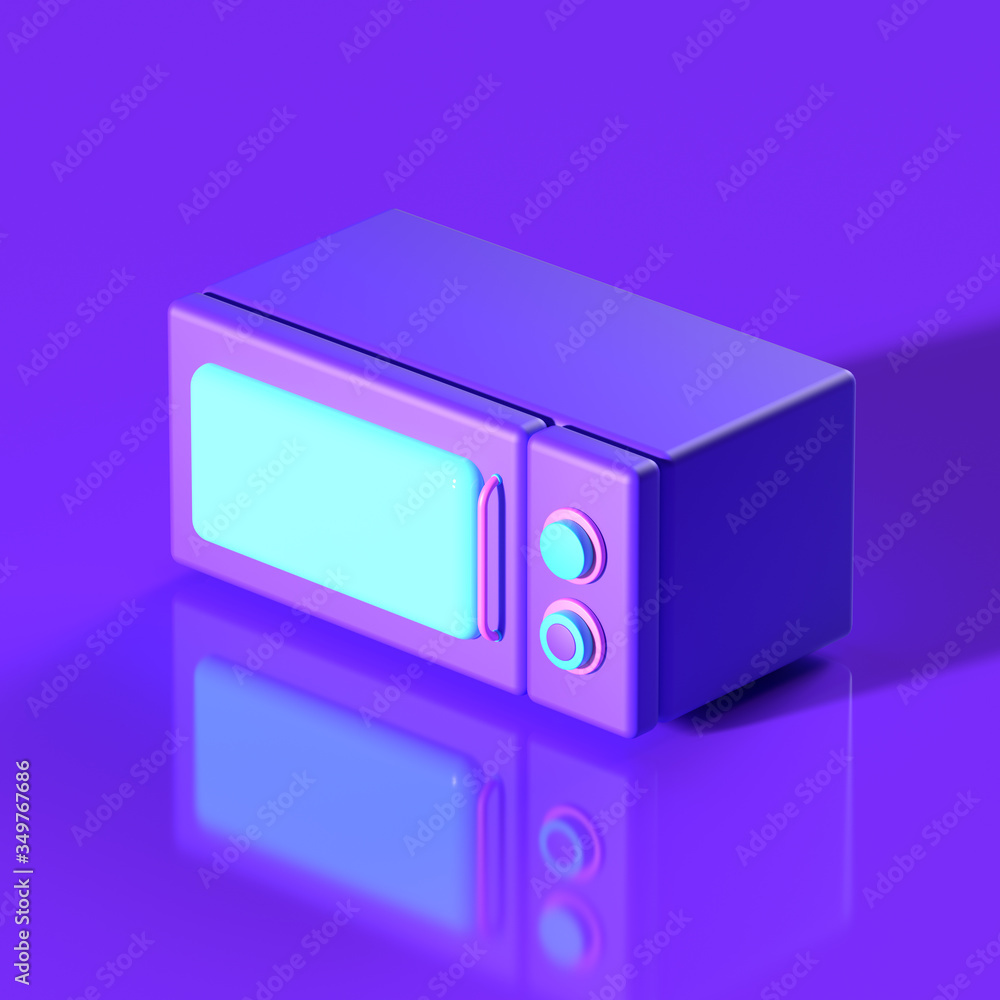 Abstract poster with deep purple microwave. 3D rendering objects shape. Minimal monochrome style Abstract poster with deep purple microwave. 3D rendering objects shape. Minimal monochrome style