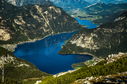 Hallstatt lake (Hallstätter See) as seen from Dachstein mountain