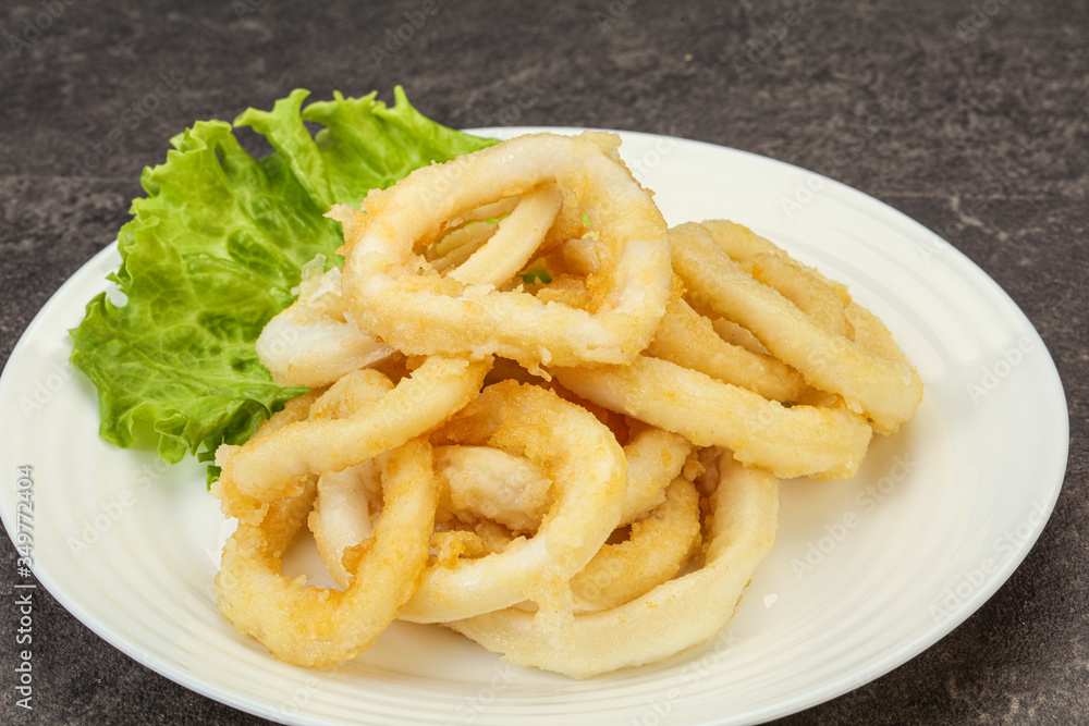 Roasted squid rings with salad Roasted squid rings with salad