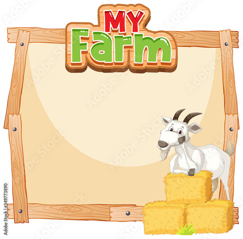 Border template design with goat and hay