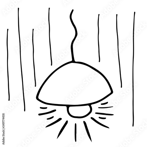 Chandelier for comfort in the interior. The drawing is drawn by a line.