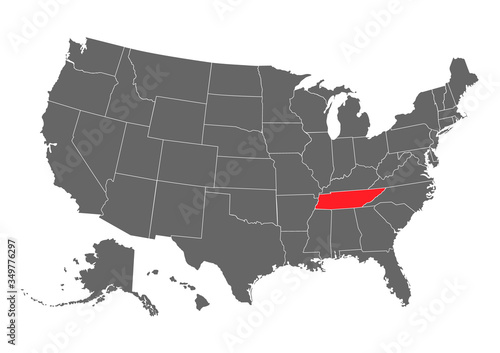 tennessee vector map. High detailed illustration. United state of America country