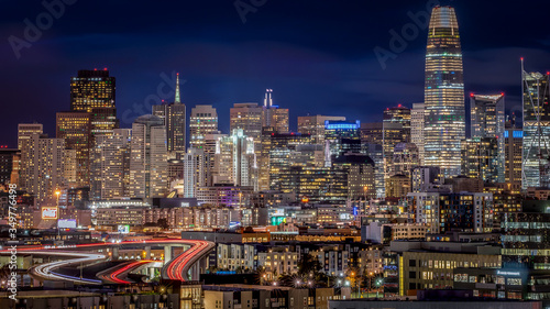 Skyscrapers and freeways in San Francisco at night © othman