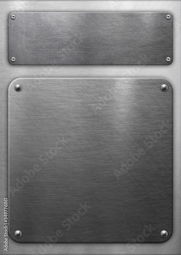 Steel plates on metal background