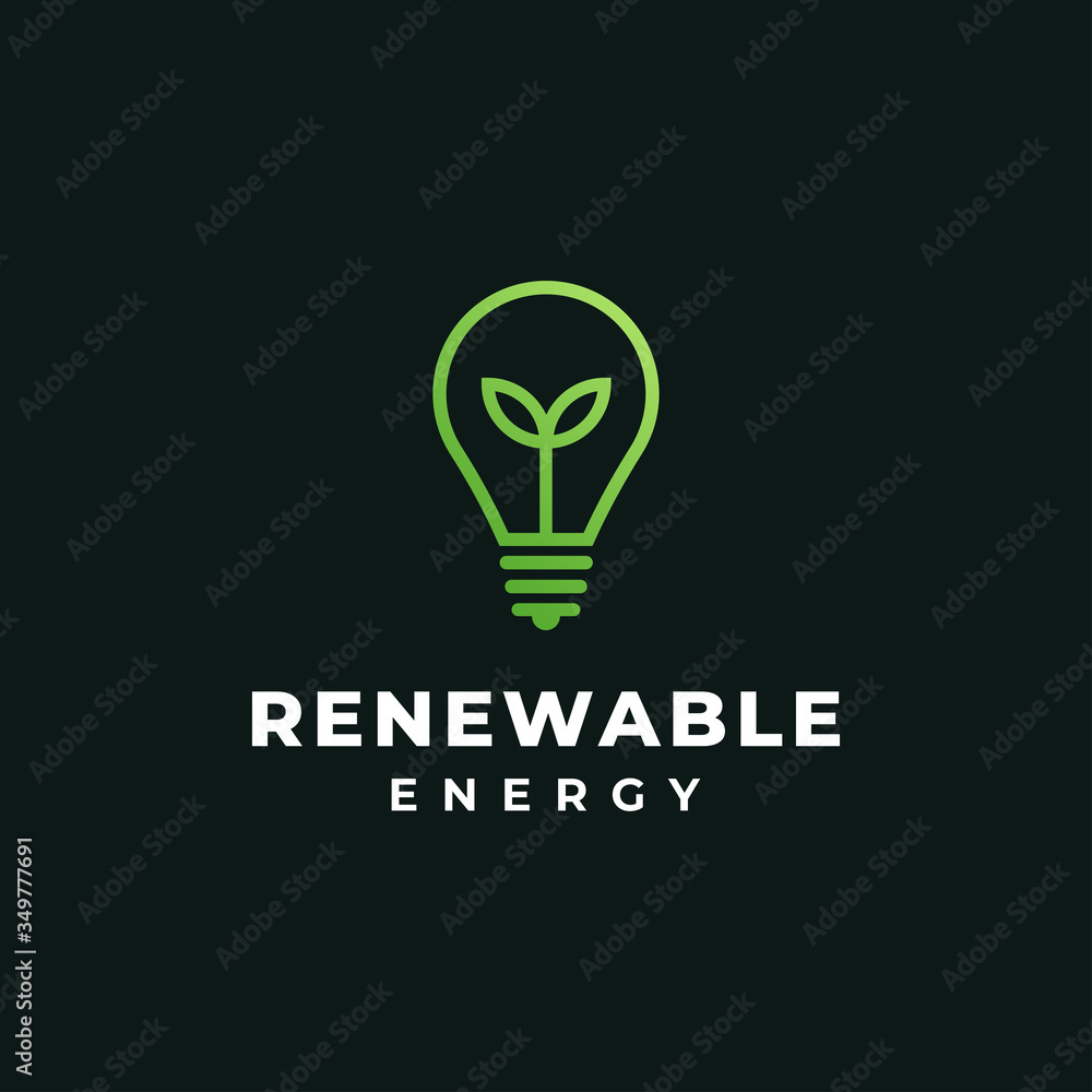 Green Leaf and Bulb, Renewable Energy, Ecology, Nature, Lamp, Idea Logo Design Template Green Leaf and Bulb, Renewable Energy, Ecology, Nature, Lamp, Idea Logo Design Template