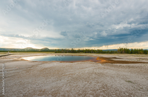 some scenic view of landscape in geysers area in yellow stone,Wy,usa.