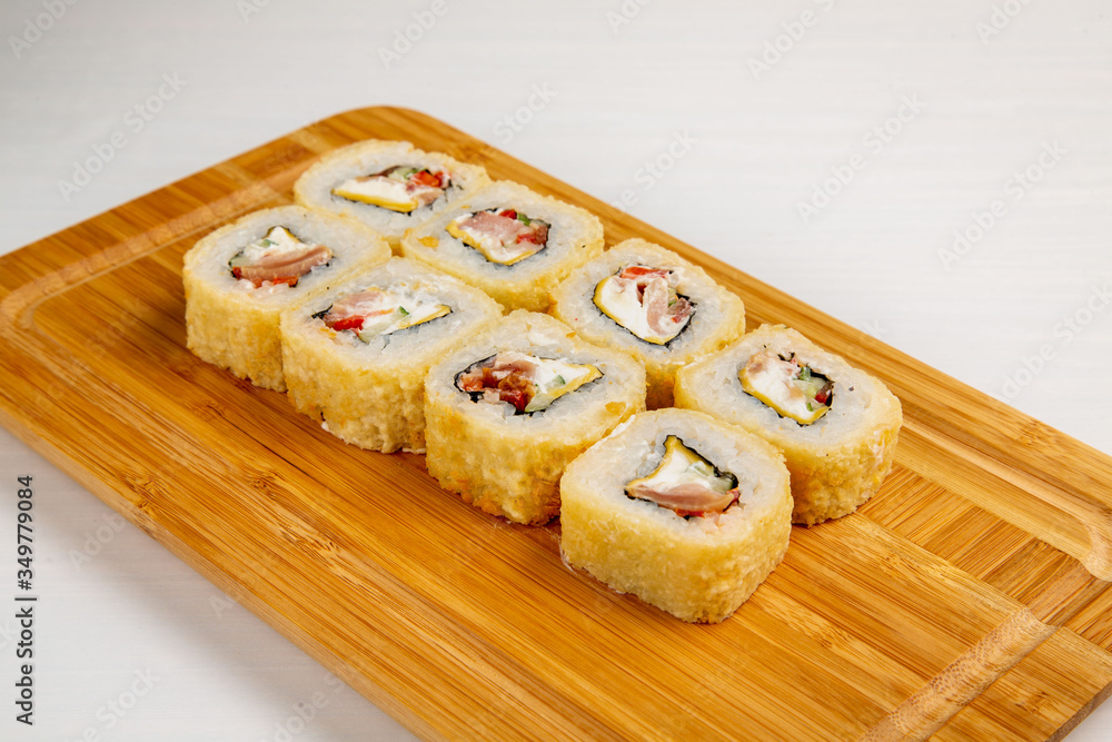 Sushi rolls, Japanese traditional cuisine Sushi rolls, Japanese traditional cuisine