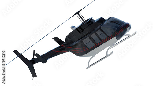 Privat helicopter. Render 3d. Illustration.